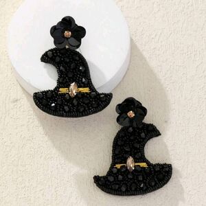 Witch hat earrings beaded Halloween